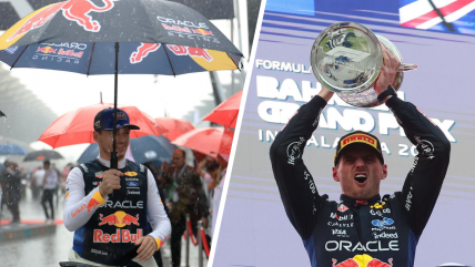   De la lluvia a lo alto del podio: El festejo de Verstappen en el GP de Baréin 